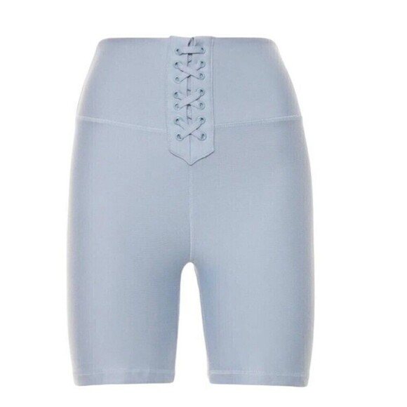 WeWoreWhat Lace Up Biker Short Solid Dusty Blue Size XSmall NWT - Picture 5 of 11